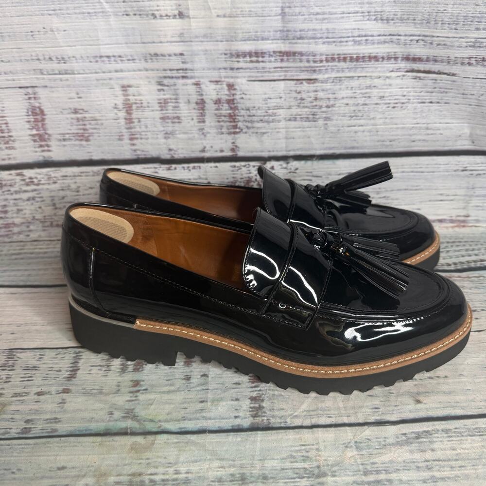 Franco Sarto Carolynn Patent Tassel Lug Sole Platform Loafers 9M - Picture 1 of 4
